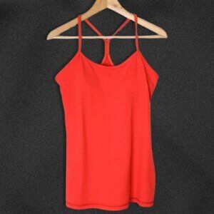 Lululemon Scoop Neck Racerback Tank Top Built-In Shelf Bra Red Orange Women's 6